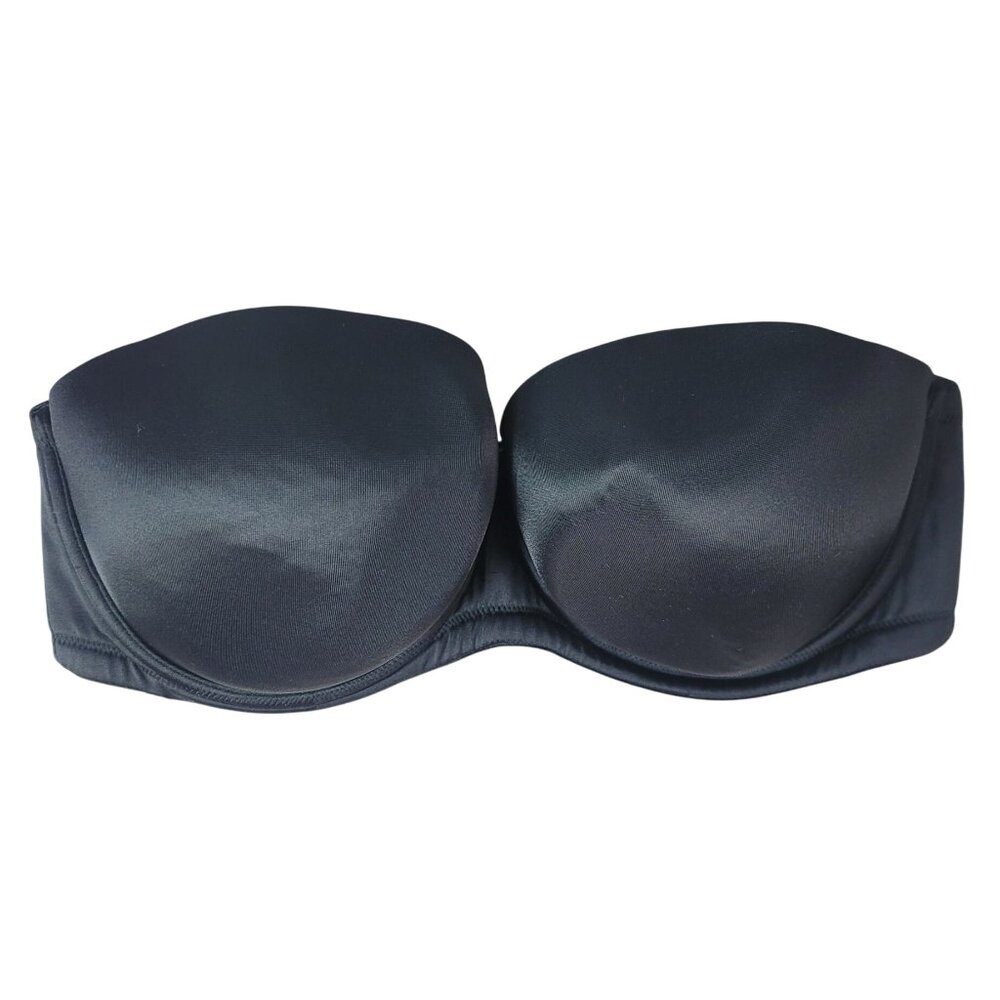 Cacique Convertible Strapless Bra Black 40DD Seamless Underwire Padded No Strap
